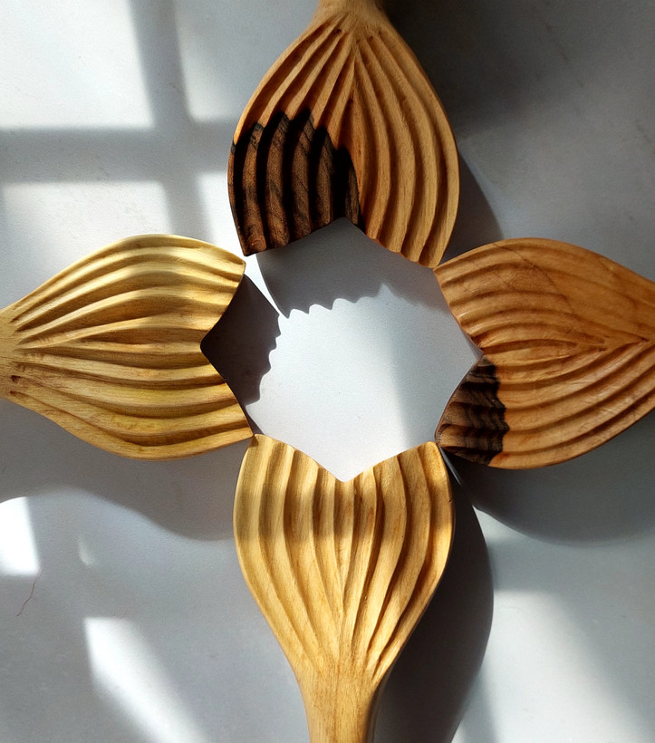 ملاقه ی چوبی آبگریز چوب گردو طرح دم ماهی